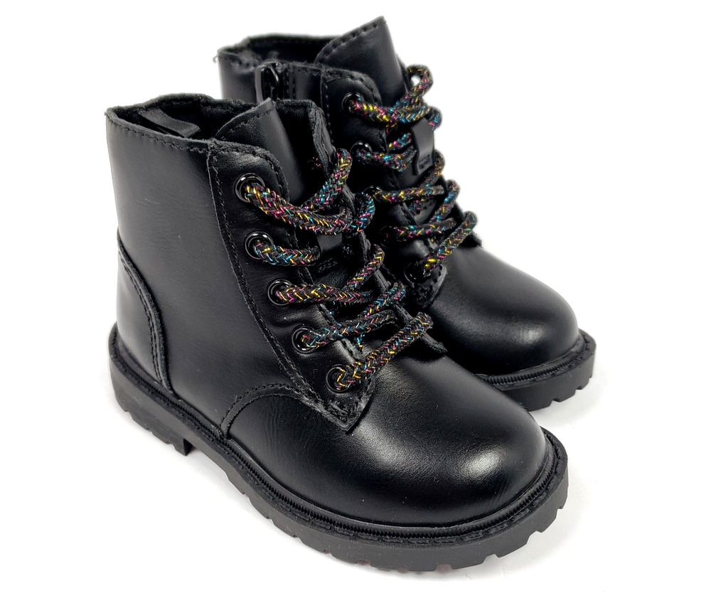 Old Navy Toddler Girls Size 6 Black Sparkle Laces Casual Combat Boots